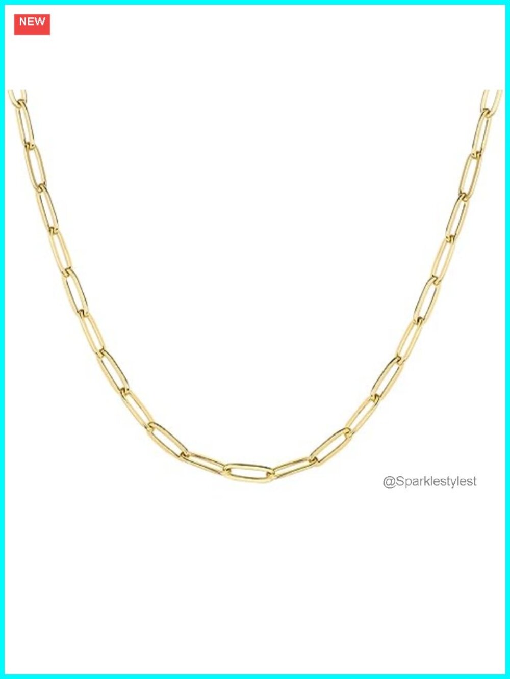 14K Gold Plated Adjustable Paperclip Chain Necklace